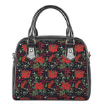 Poinsettia Flower Pattern Print Shoulder Handbag