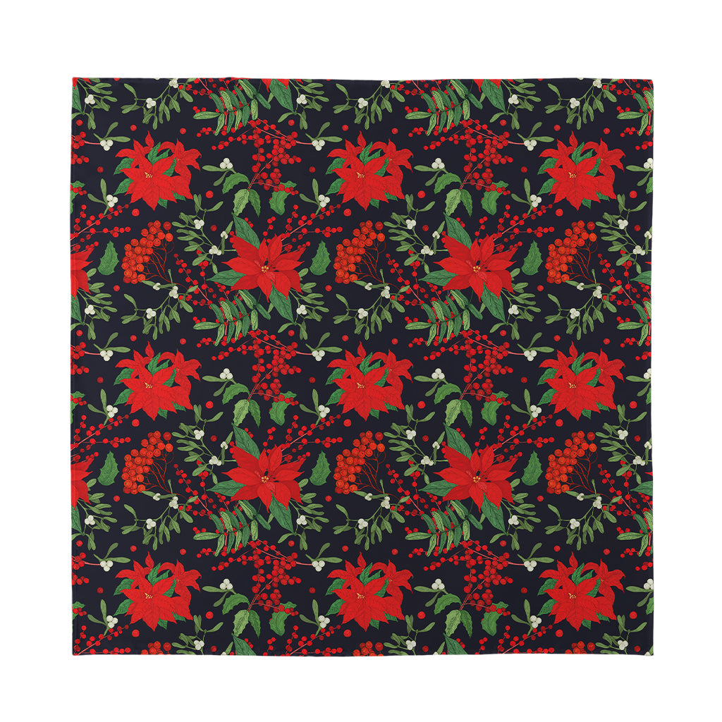 Poinsettia Flower Pattern Print Silk Bandana