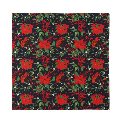 Poinsettia Flower Pattern Print Silk Bandana