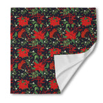 Poinsettia Flower Pattern Print Silk Bandana