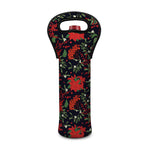 Poinsettia Flower Pattern Print Single Neoprene Wine Tote
