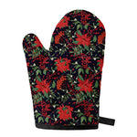 Poinsettia Flower Pattern Print Single Oven Mitt