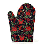 Poinsettia Flower Pattern Print Single Oven Mitt