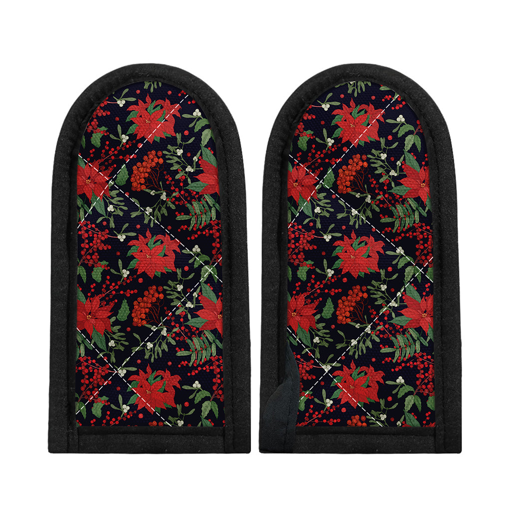 Poinsettia Flower Pattern Print Skillet Handle Cover