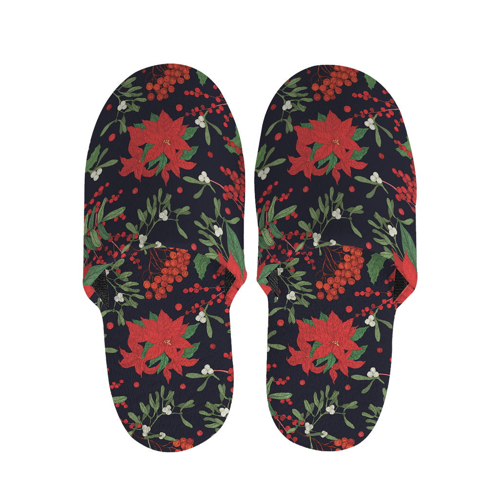 Poinsettia Flower Pattern Print Slippers