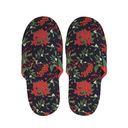Poinsettia Flower Pattern Print Slippers
