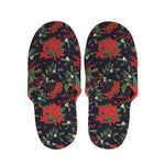 Poinsettia Flower Pattern Print Slippers