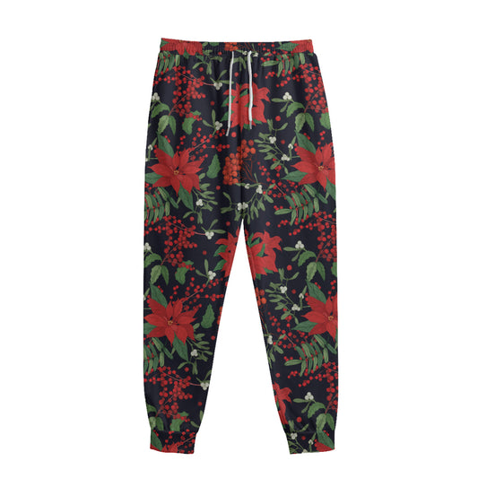 Poinsettia Flower Pattern Print Sweatpants