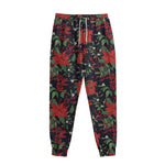 Poinsettia Flower Pattern Print Sweatpants