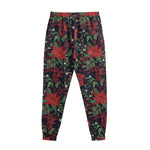 Poinsettia Flower Pattern Print Sweatpants