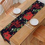 Poinsettia Flower Pattern Print Table Runner