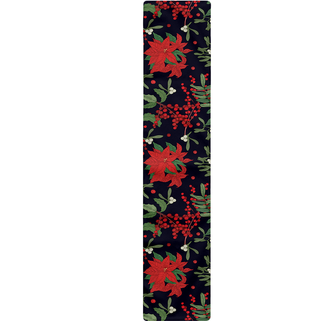 Poinsettia Flower Pattern Print Table Runner