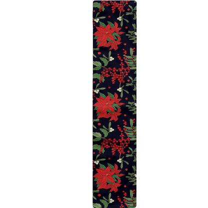 Poinsettia Flower Pattern Print Table Runner