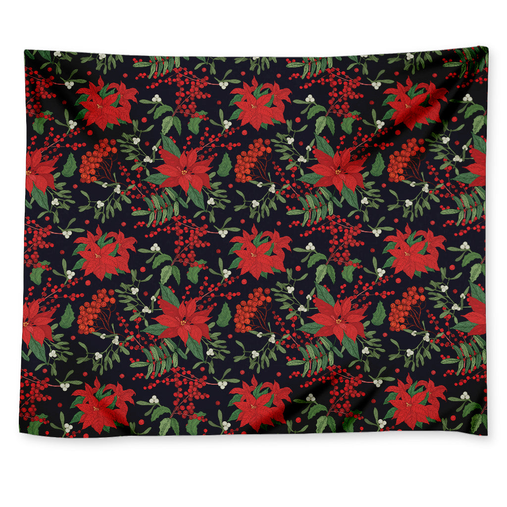 Poinsettia Flower Pattern Print Tapestry