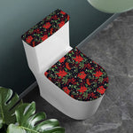 Poinsettia Flower Pattern Print Toilet Lid And Tank Cover Set