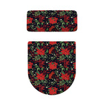 Poinsettia Flower Pattern Print Toilet Lid And Tank Cover Set
