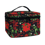 Poinsettia Flower Pattern Print Travel Makeup Bag