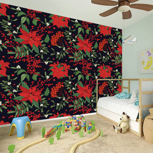 Poinsettia Flower Pattern Print Wall Sticker