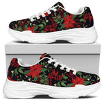 Poinsettia Flower Pattern Print White Chunky Shoes