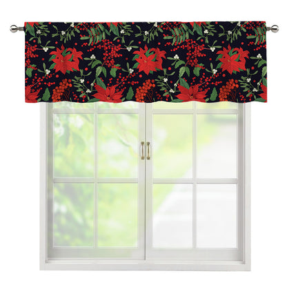 Poinsettia Flower Pattern Print Window Valance