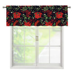 Poinsettia Flower Pattern Print Window Valance
