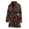 Poinsettia Flower Pattern Print Women's Bathrobe