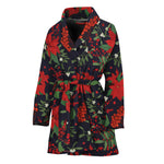 Poinsettia Flower Pattern Print Women's Bathrobe