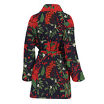 Poinsettia Flower Pattern Print Women's Bathrobe