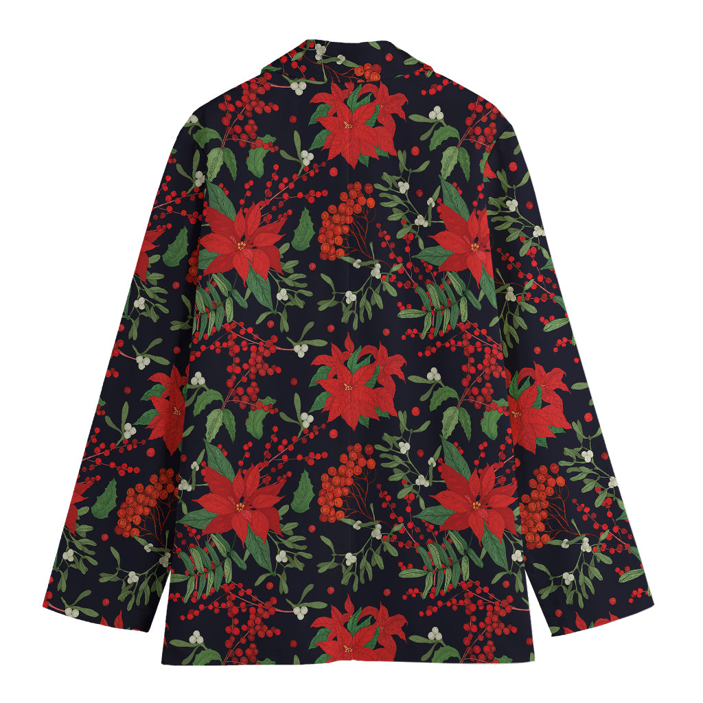 Poinsettia Flower Pattern Print Women's Blazer