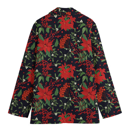 Poinsettia Flower Pattern Print Women's Blazer