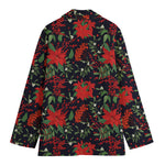 Poinsettia Flower Pattern Print Women's Blazer