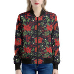 Poinsettia Flower Pattern Print Women's Bomber Jacket