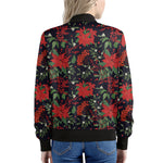 Poinsettia Flower Pattern Print Women's Bomber Jacket
