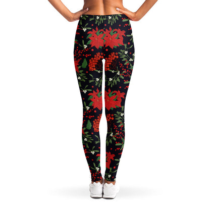 Poinsettia Flower Pattern Print Women's Leggings