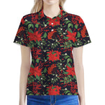 Poinsettia Flower Pattern Print Women's Polo Shirt
