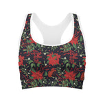 Poinsettia Flower Pattern Print Women's Sports Bra
