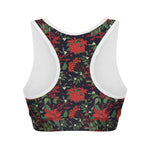 Poinsettia Flower Pattern Print Women's Sports Bra