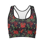 Poinsettia Flower Pattern Print Women's Sports Bra