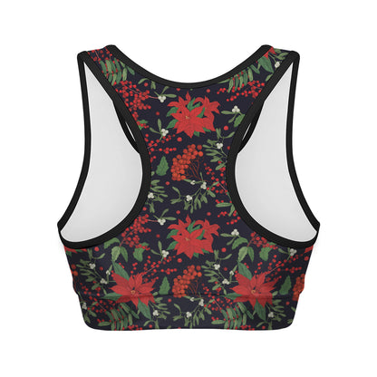 Poinsettia Flower Pattern Print Women's Sports Bra