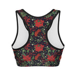 Poinsettia Flower Pattern Print Women's Sports Bra