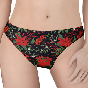 Poinsettia Flower Pattern Print Women's Thong