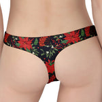 Poinsettia Flower Pattern Print Women's Thong