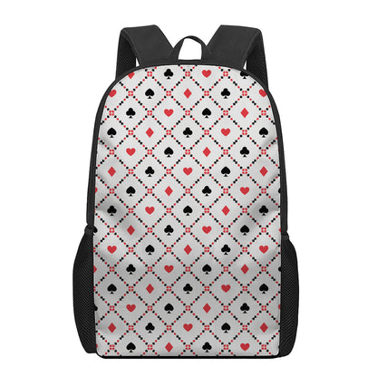 Poker Playing Card Suits Pattern Print 17 Inch Backpack