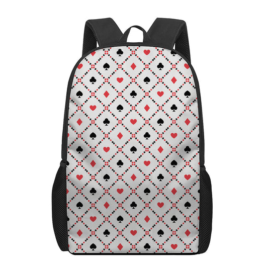 Poker Playing Card Suits Pattern Print 17 Inch Backpack