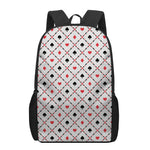 Poker Playing Card Suits Pattern Print 17 Inch Backpack