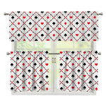 Poker Playing Card Suits Pattern Print 3 Piece Kitchen Curtains