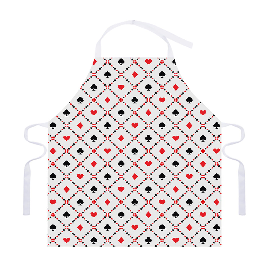 Poker Playing Card Suits Pattern Print Adjustable Apron