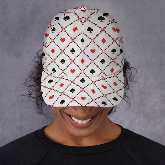 Poker Playing Card Suits Pattern Print Baseball Cap