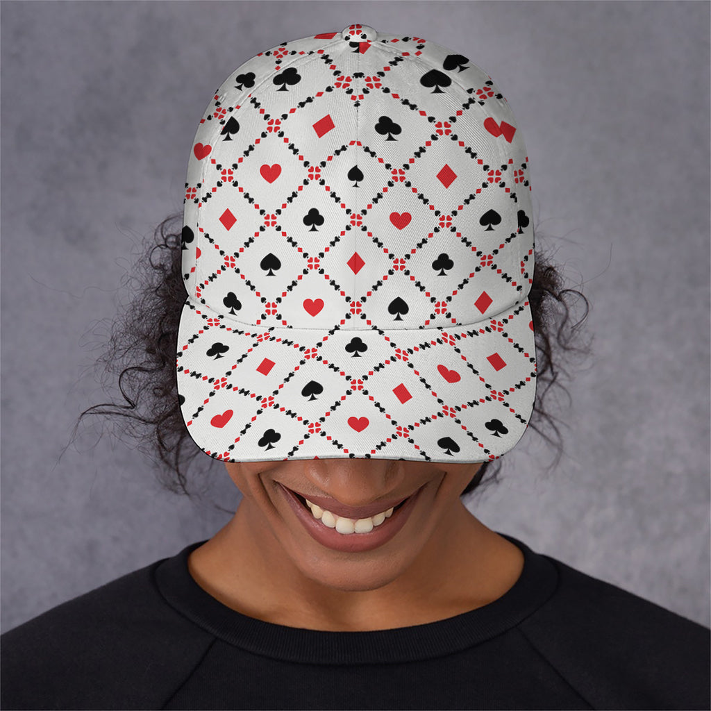 Poker Playing Card Suits Pattern Print Baseball Cap