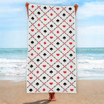 Poker Playing Card Suits Pattern Print Beach Towel